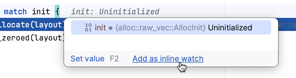Adding an inline watch