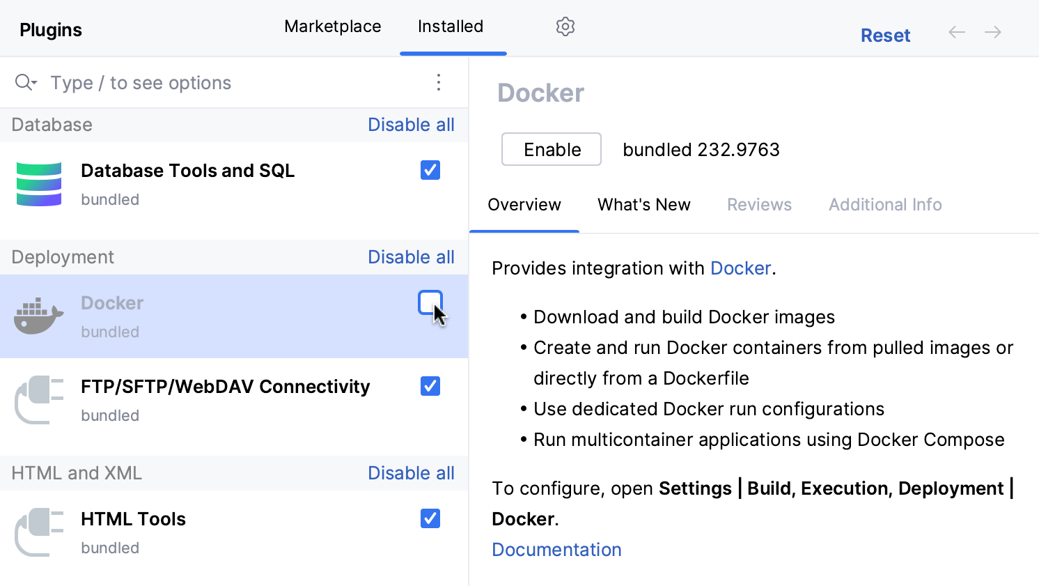 Disabling an unnecessary plugin