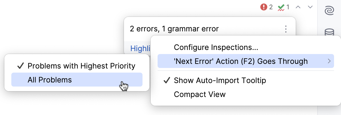 Configuring navigation between highlighted lines