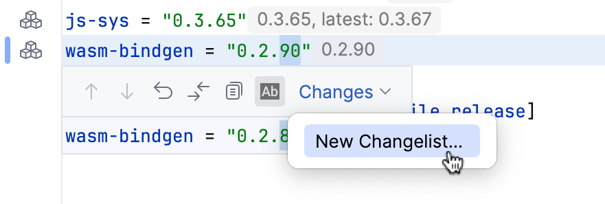 Partial commit changelists