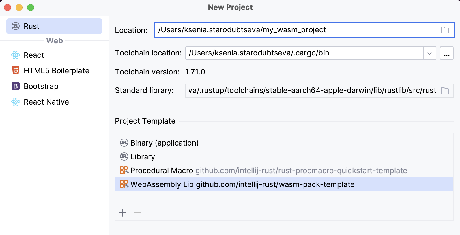 WebAssembly project template