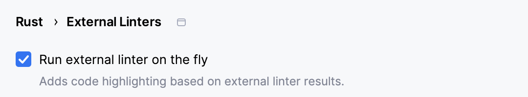 The Run external linters on the fly setting