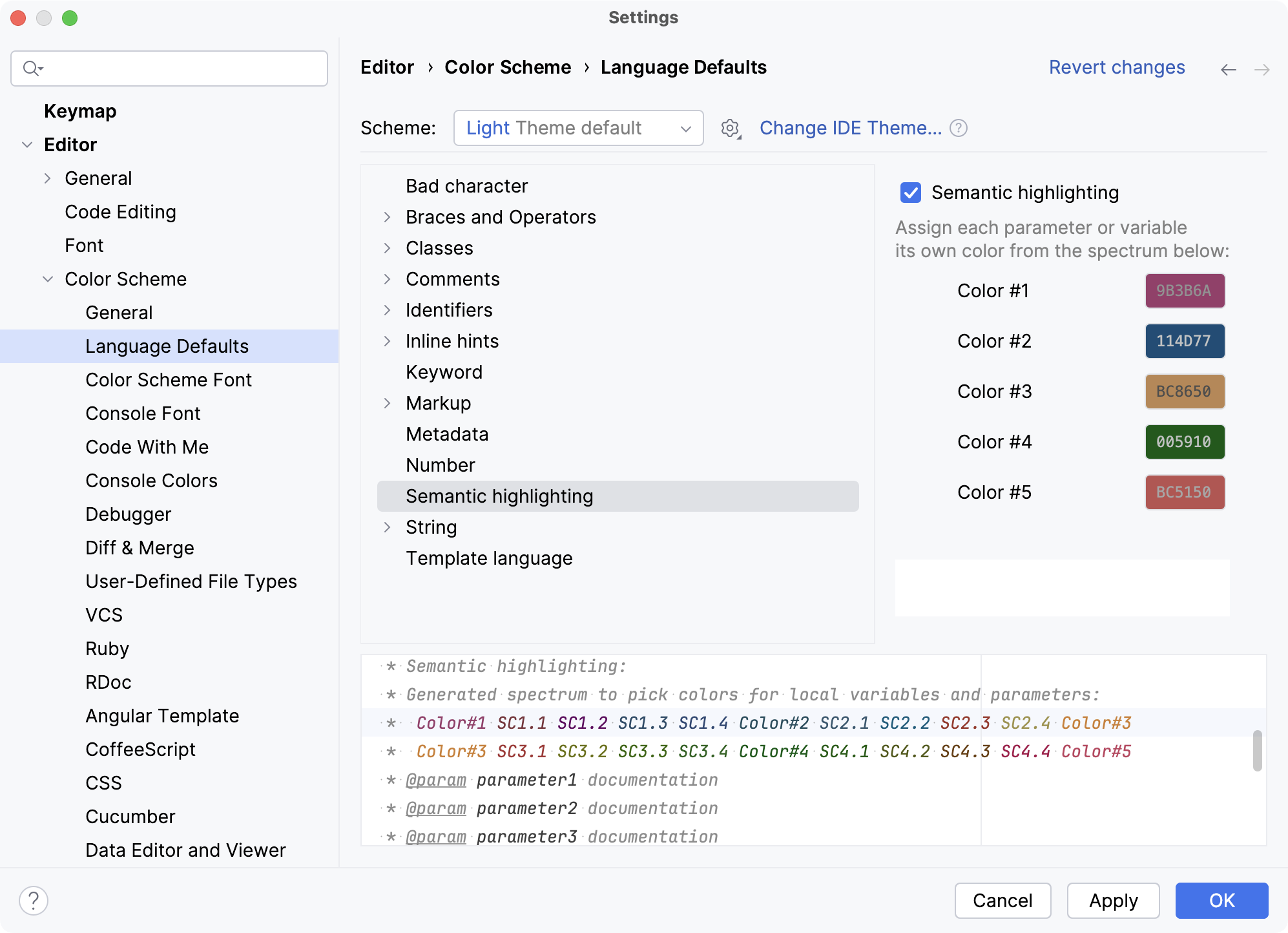 Semantic highlighting