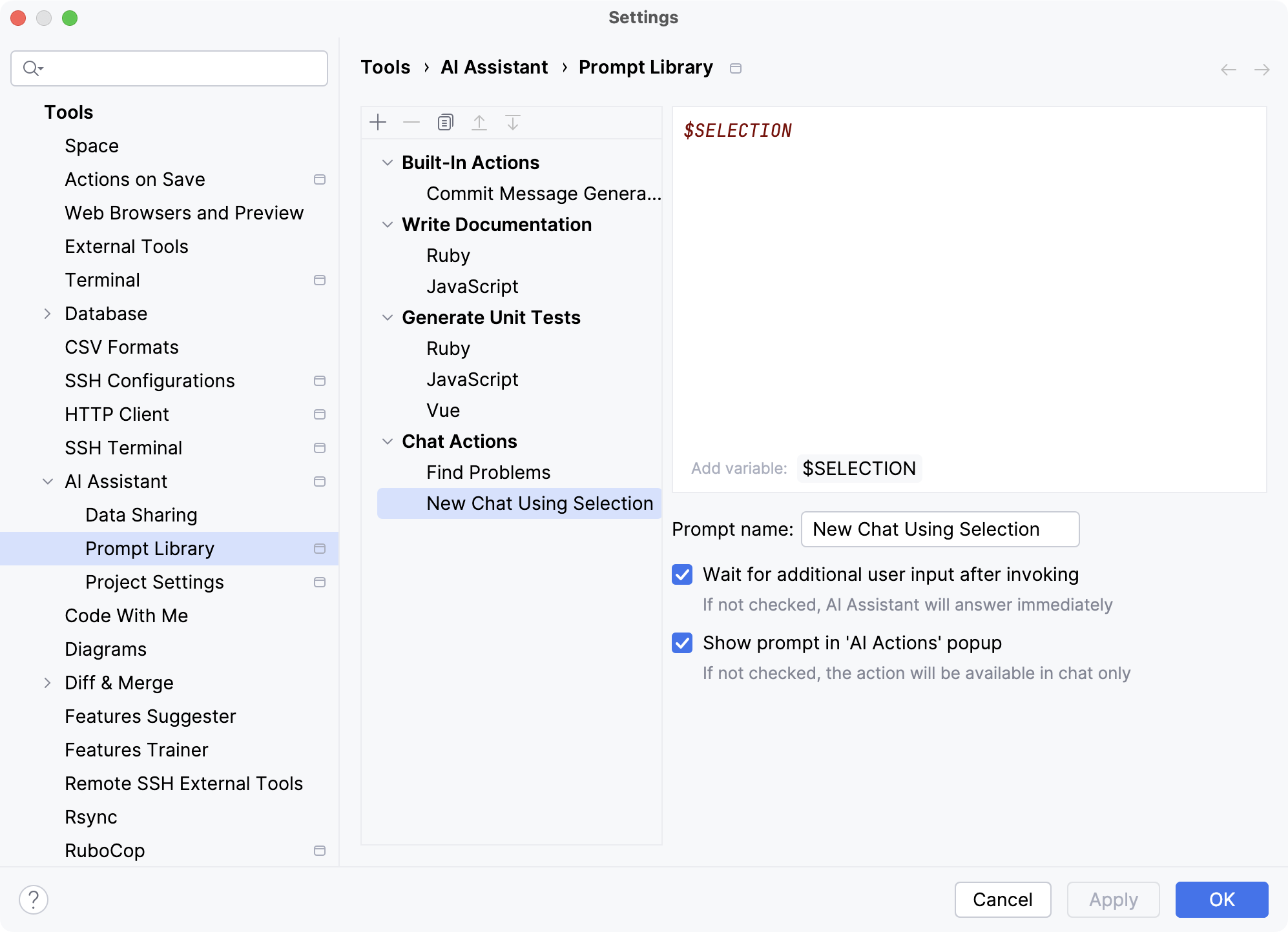 RubyMine: User prompts library settings