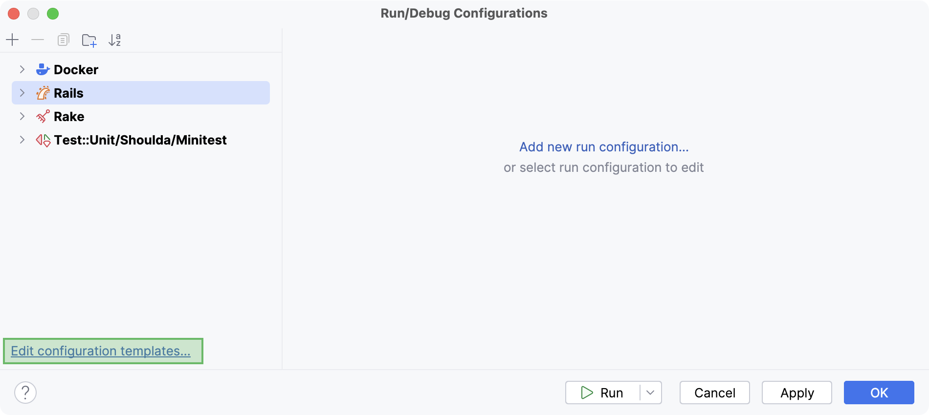 Edit configuration templates