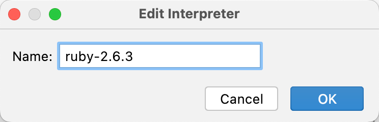 Enter a new name for the Ruby interpreter