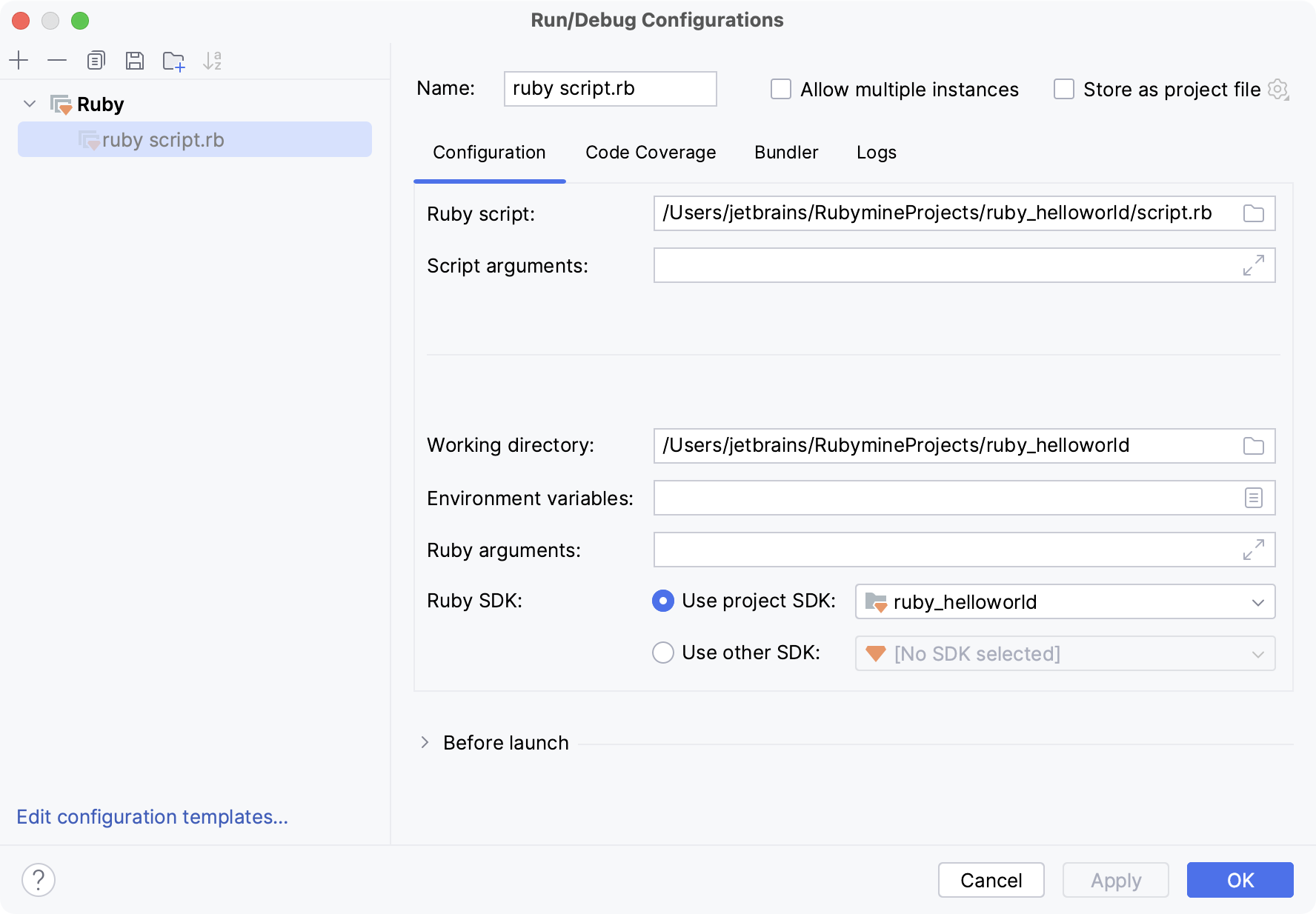 Run/Debug Configurations