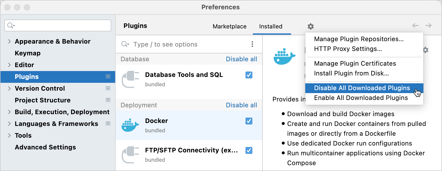 Disable all downloaded plugins