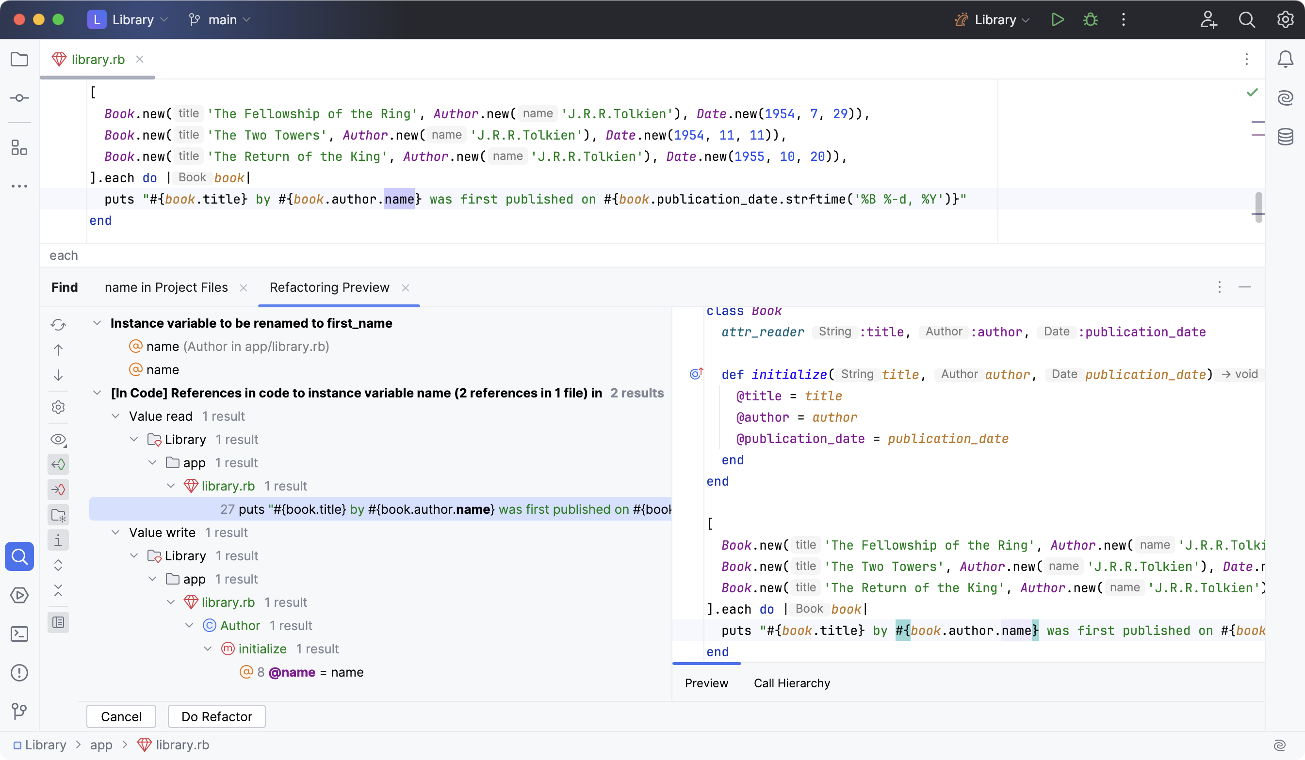 Rename refactoring with RBS