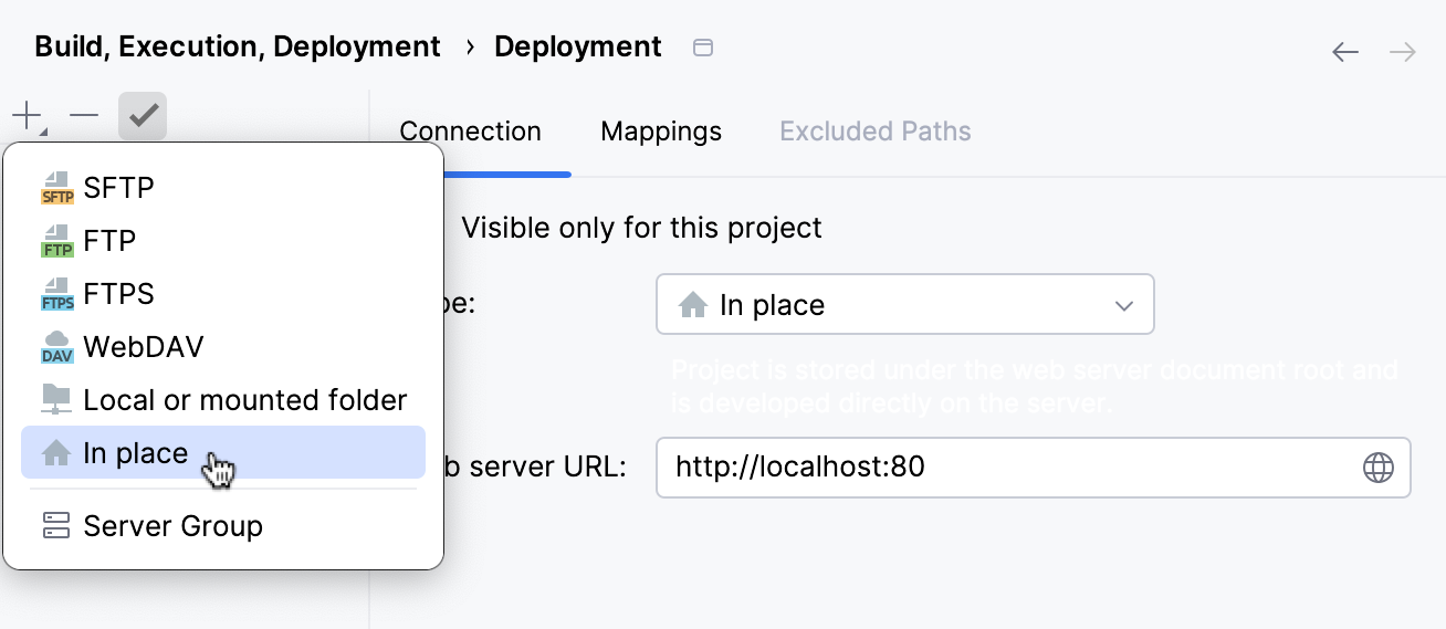 Add in-place server configuration