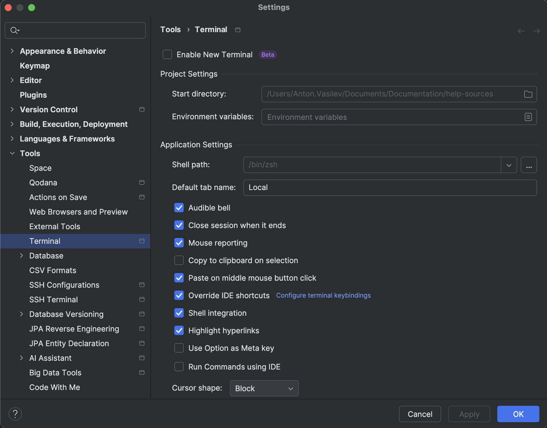 Terminal settings | IntelliJ IDEA Documentation