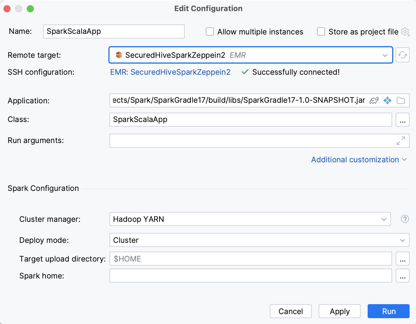 Spark Run Configuration