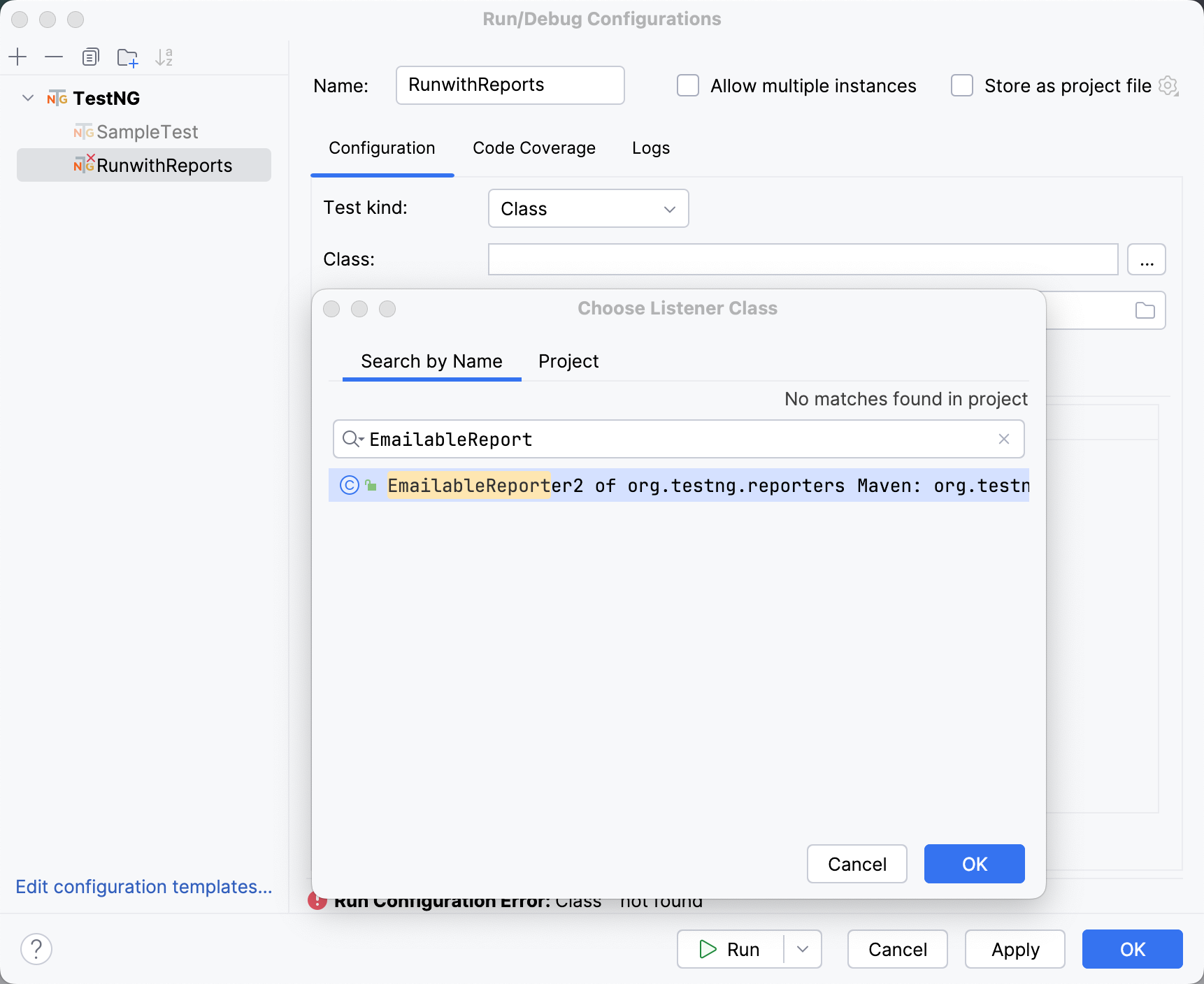 Adding a listener in run configuration