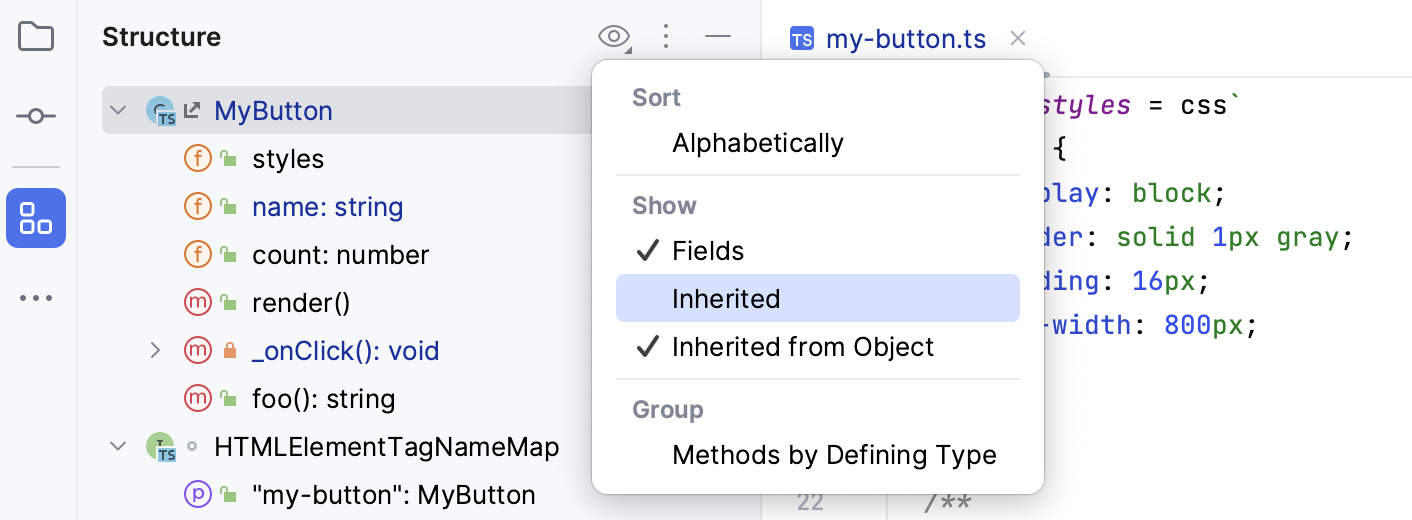 Structure tool window