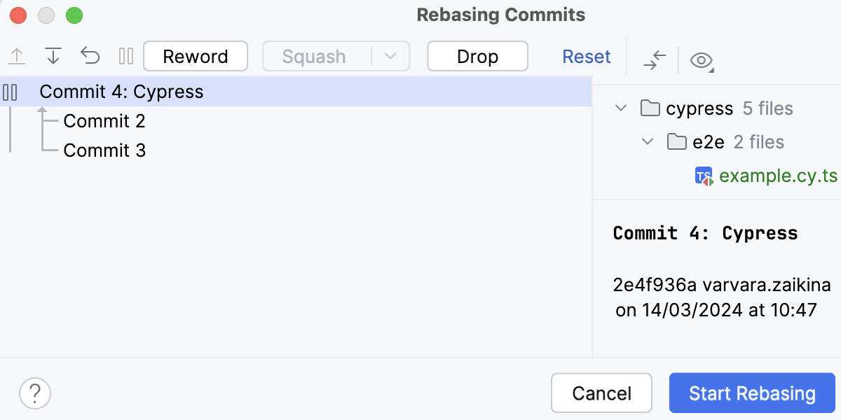 Interactive Rebase graph