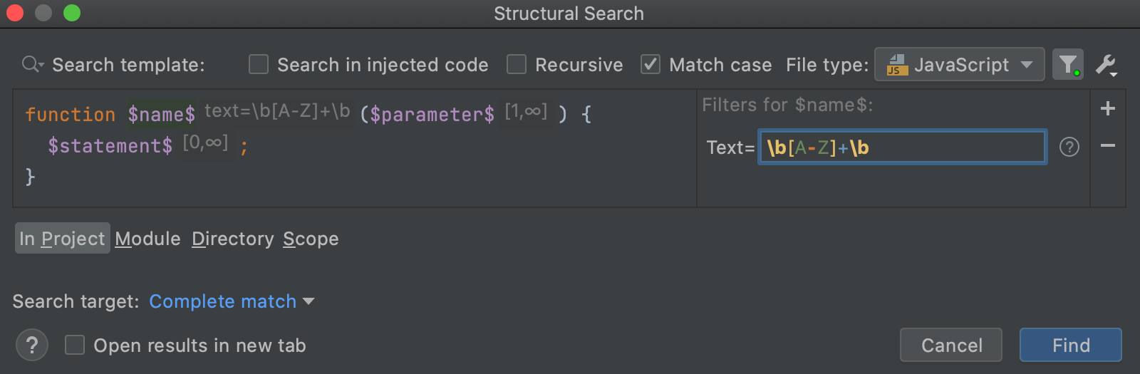 Add regular expression to the filter dialog Add regular expression to the filter dialog