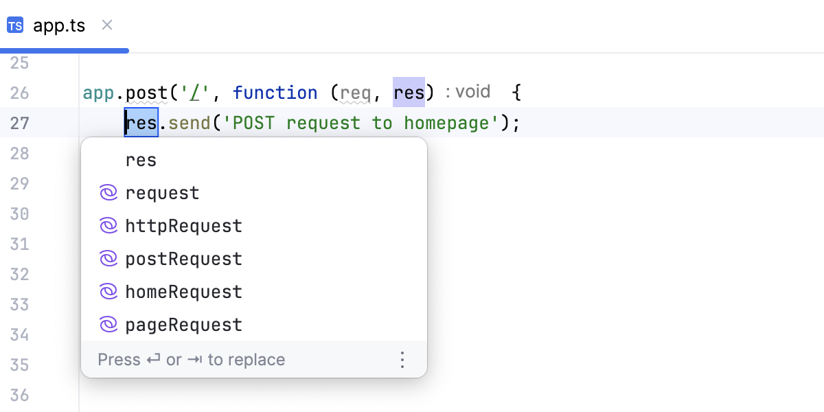 WebStorm: AI Assistant suggests new names