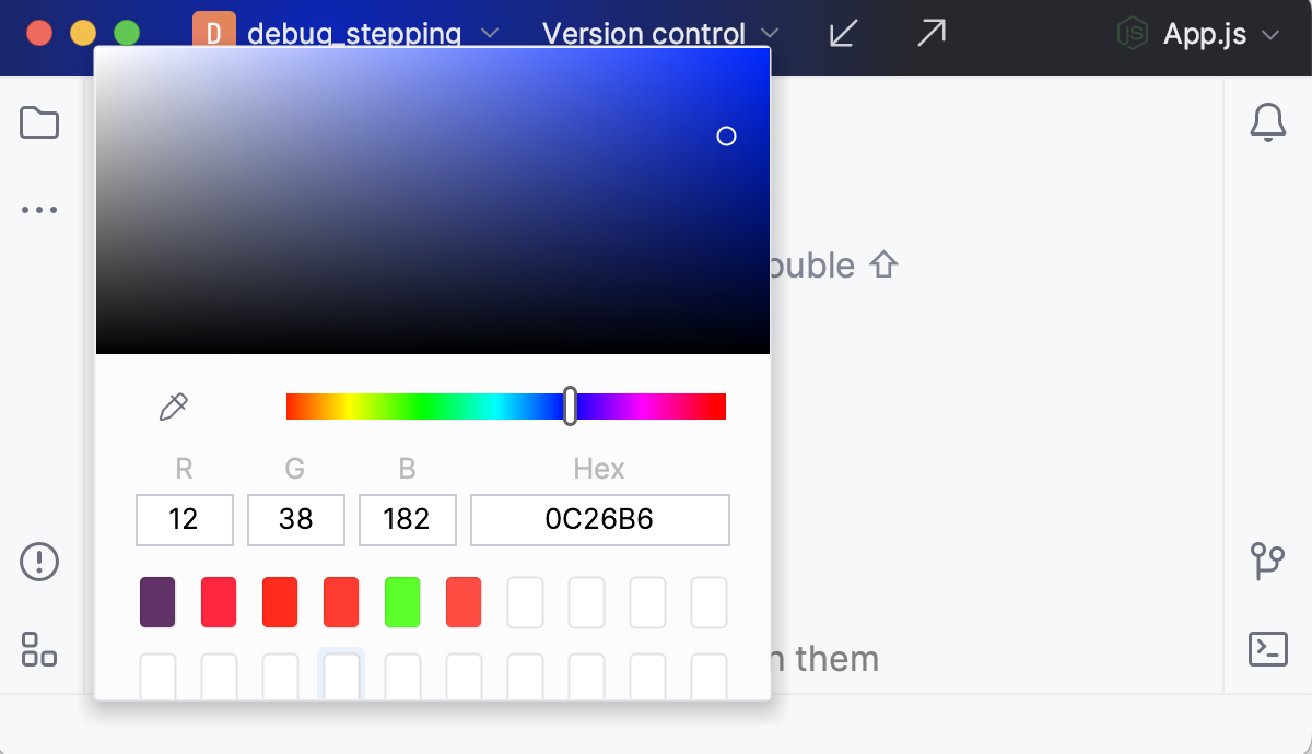 Configuring the main toolbar color