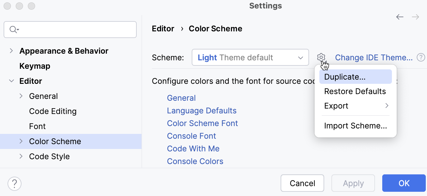 Duplicate a color scheme