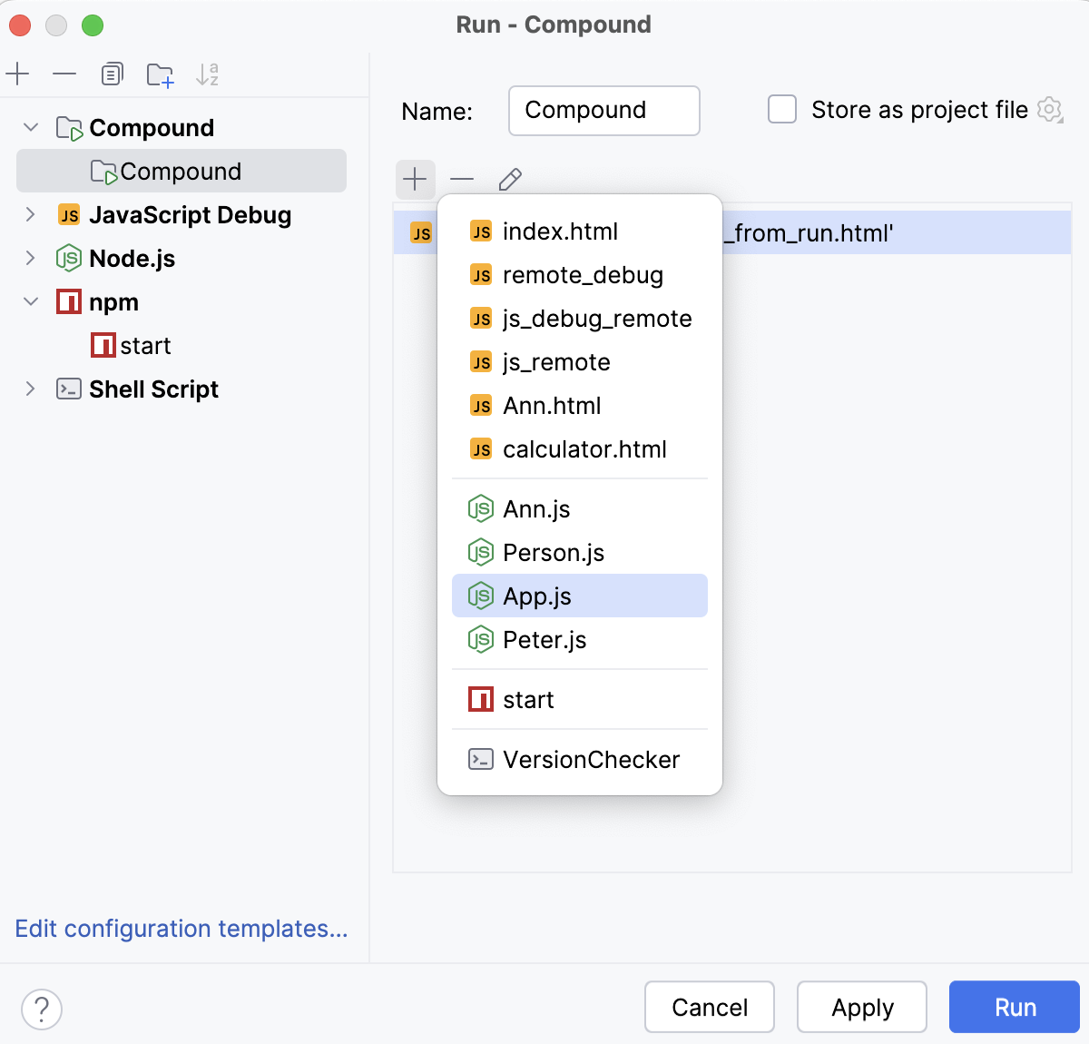 Create a compound run/debug configuration