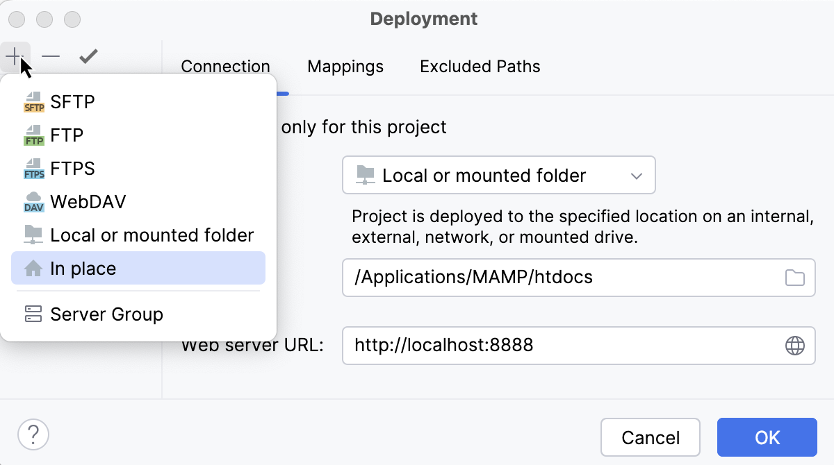 Configure an inplace server