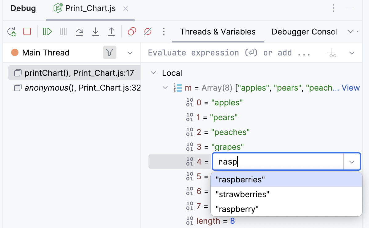 Enter new value for the variable in the field right next to its name