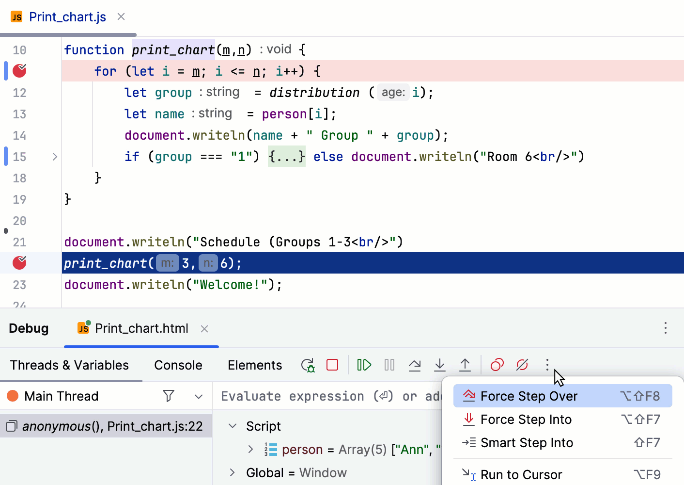 Step over: ignoring a breakpoint in the called method with Force step over