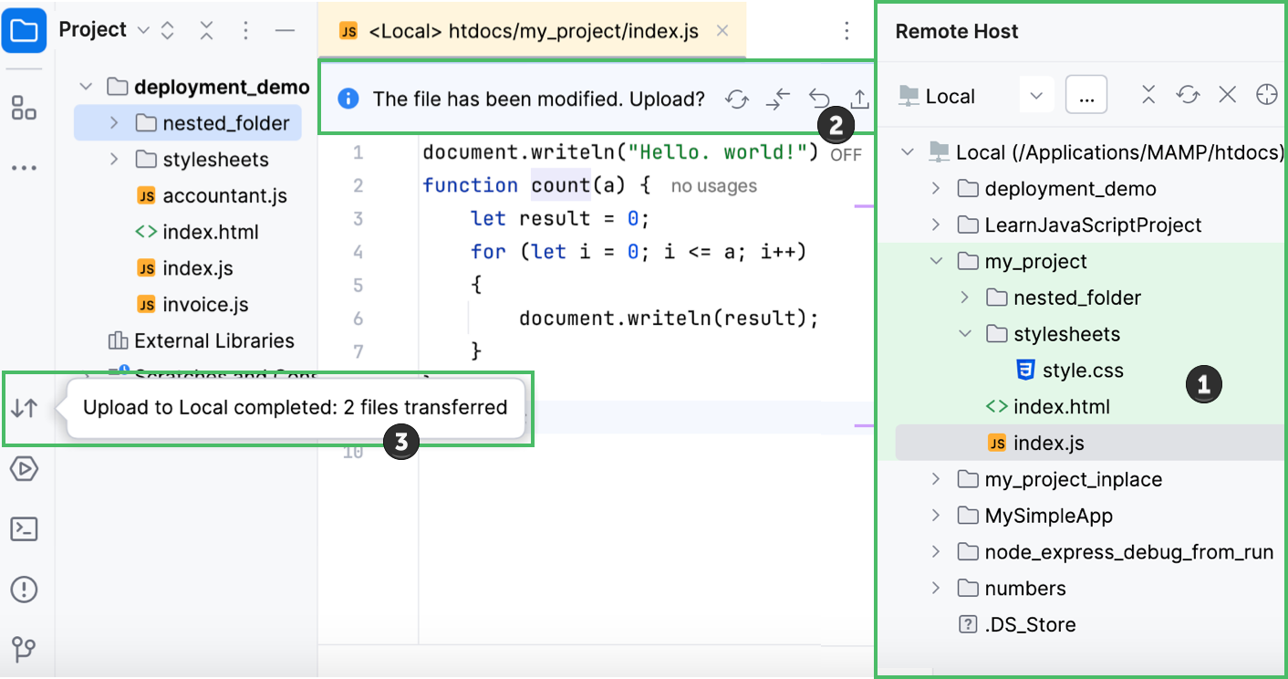 Deployment in WebStorm