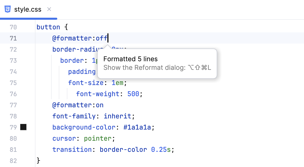 Formatting markers on