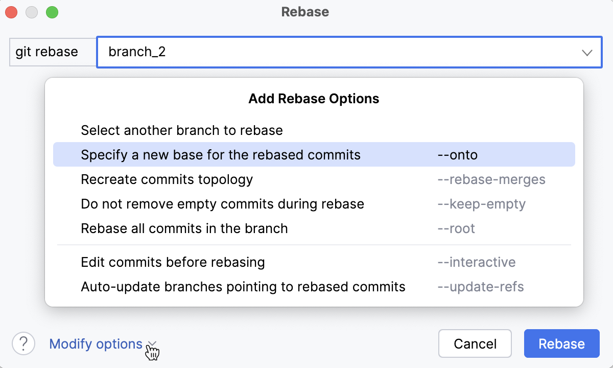 Rebase options: choose --onto