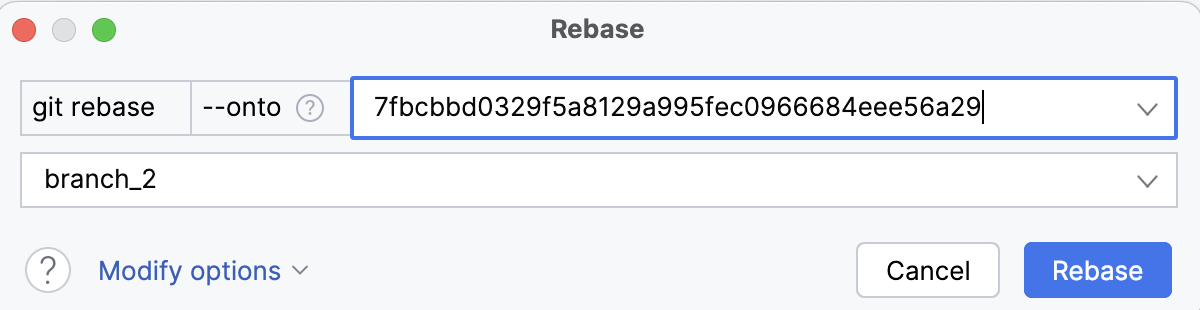 Specify commit hash with --onto