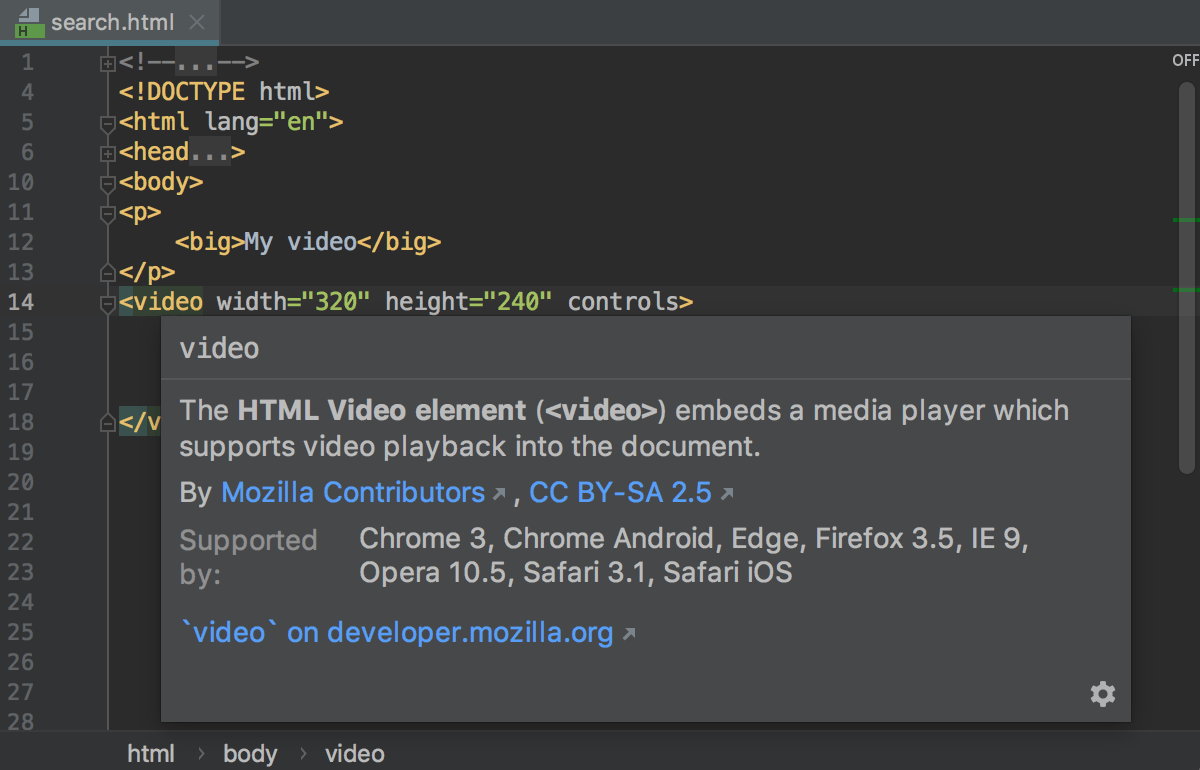 Working with HTML files | PyCharm Documentation