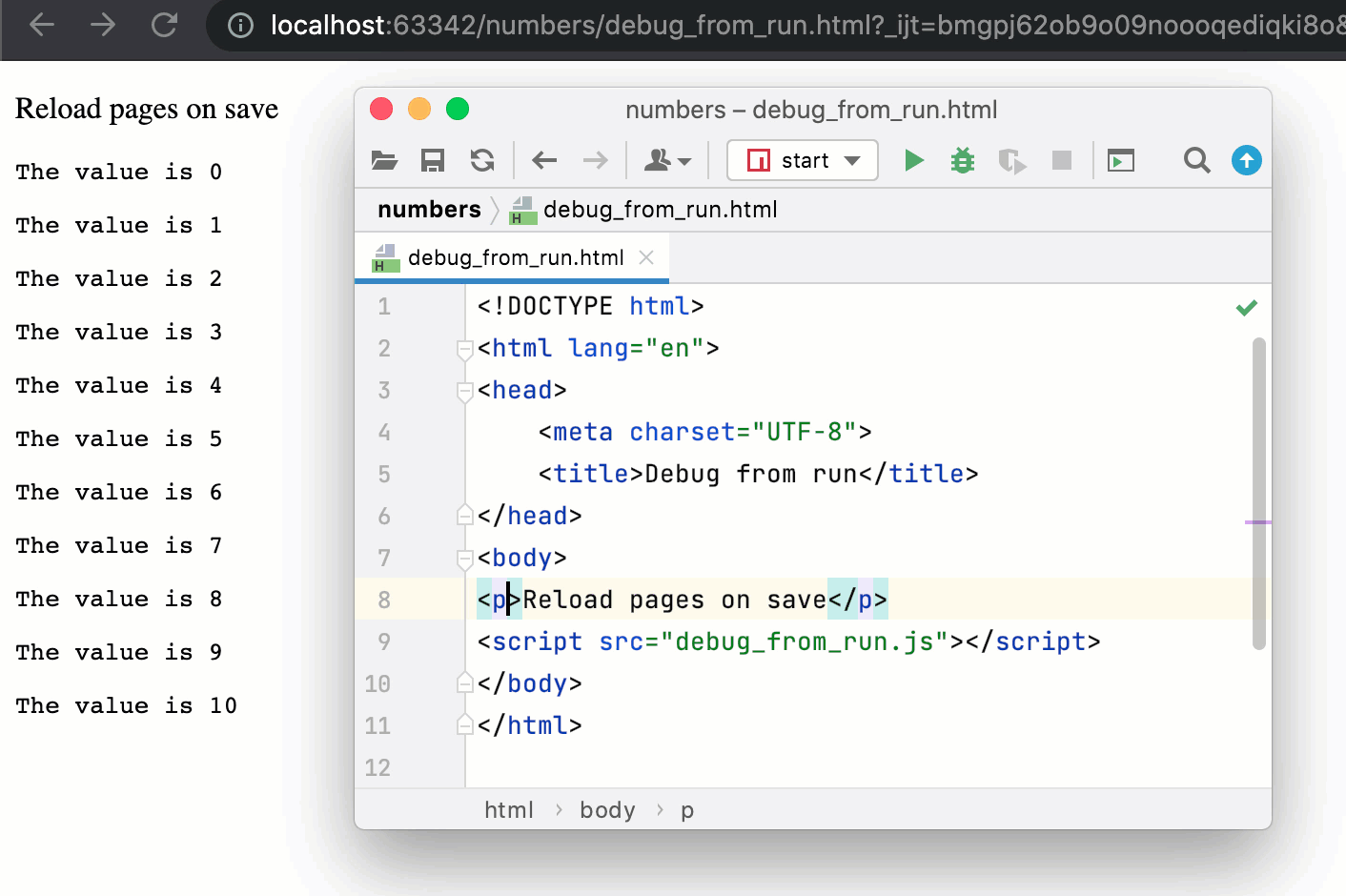 Working with HTML files | PyCharm Documentation