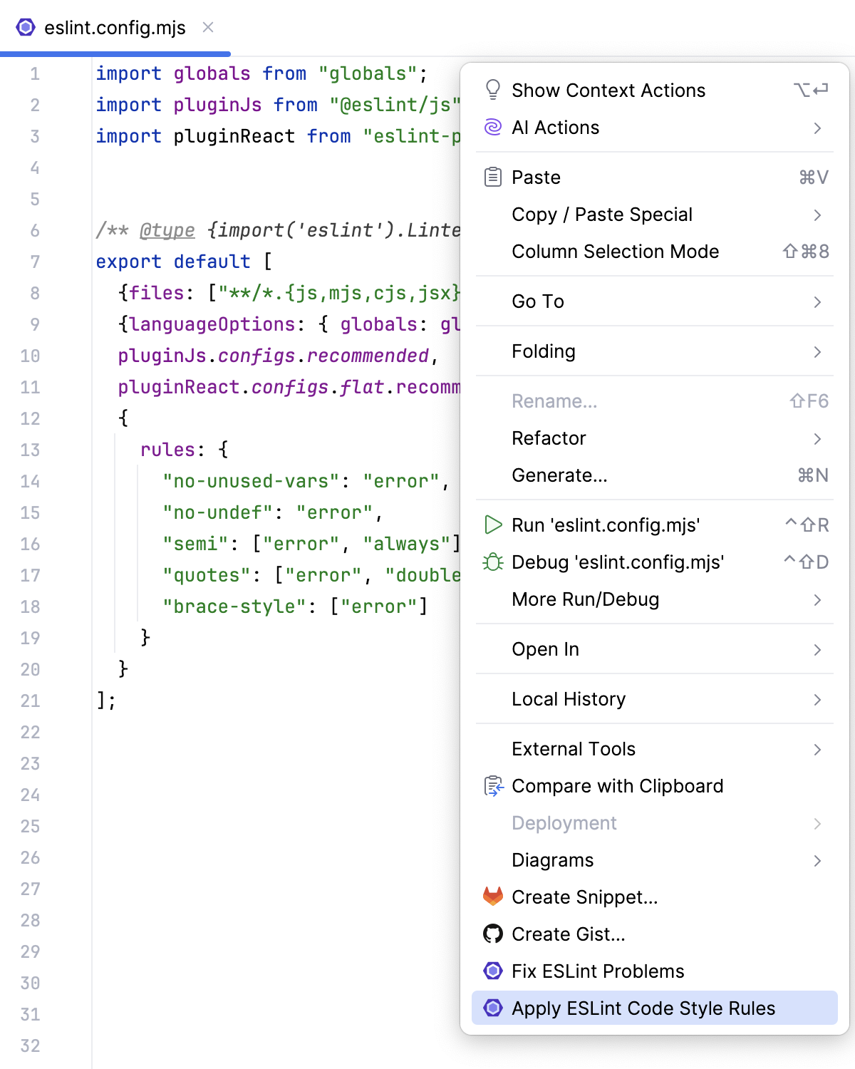 Importing ESLint code style rules from JavaScript or YAML configuration files