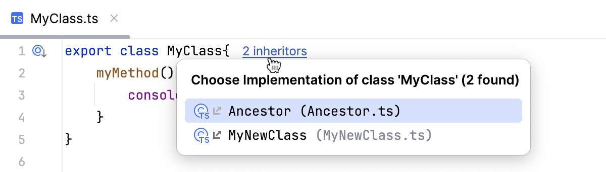 Inlay hints, code vision: jump to an inheritor