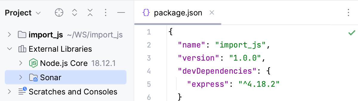 A custom library is shown under the external Libraries node