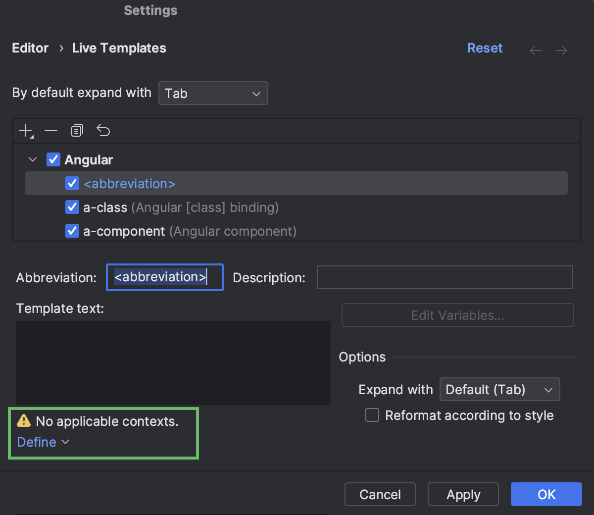 Create live templates | WebStorm Documentation