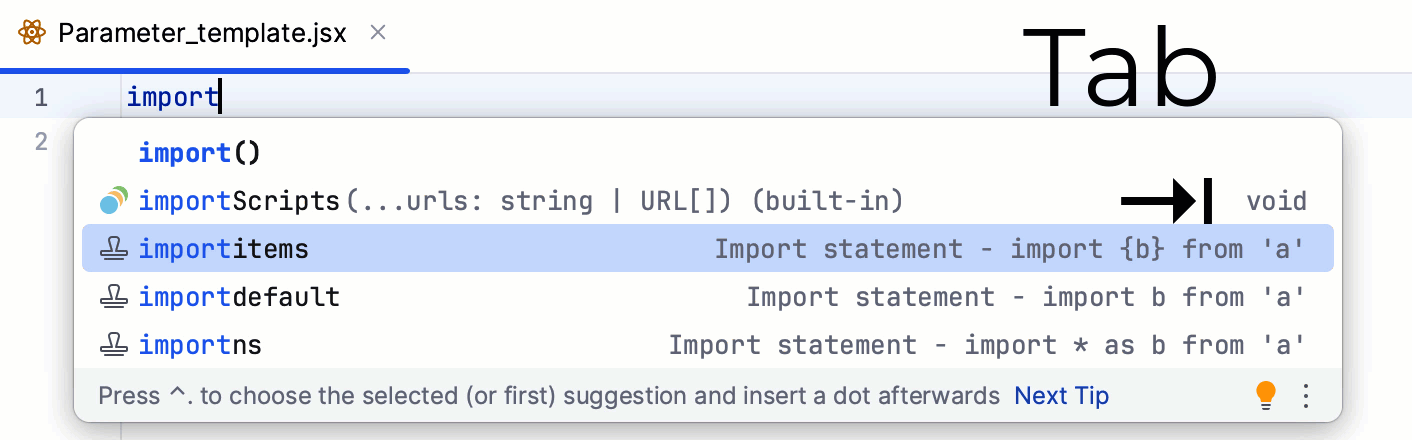 Expanding an importitems template and specifying the path and the member