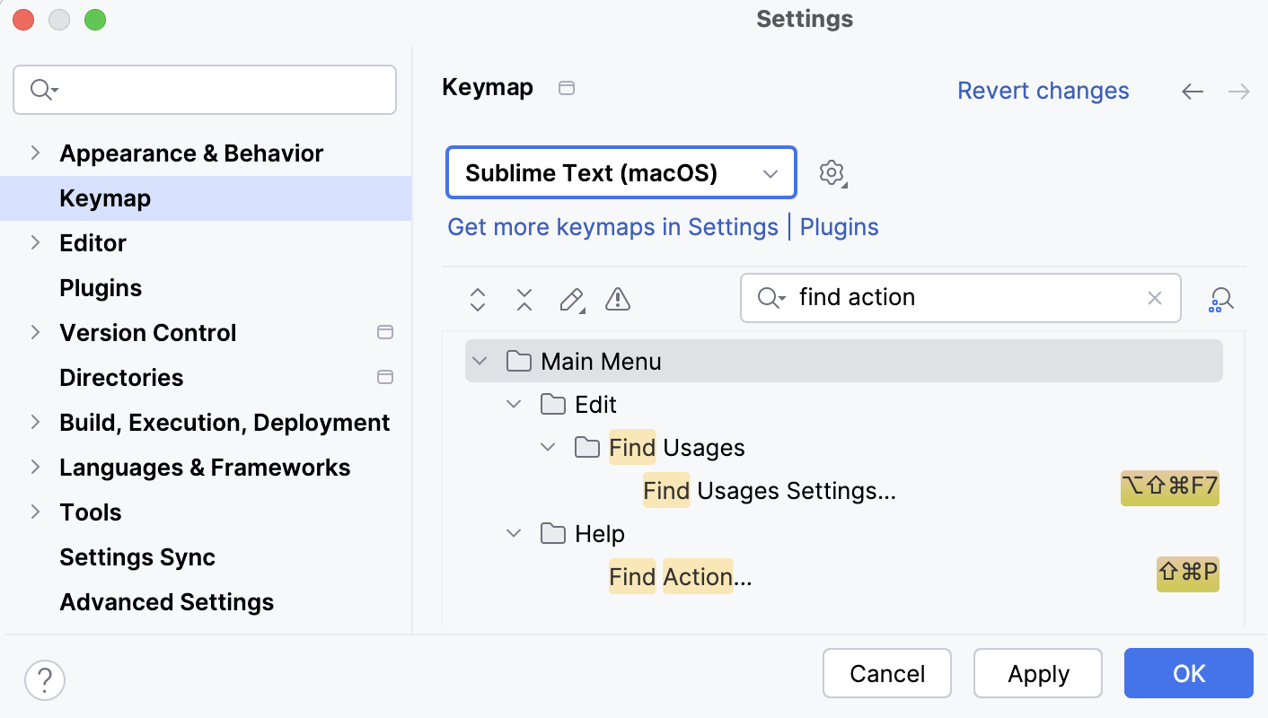 Set the Sublime Text keymap as default