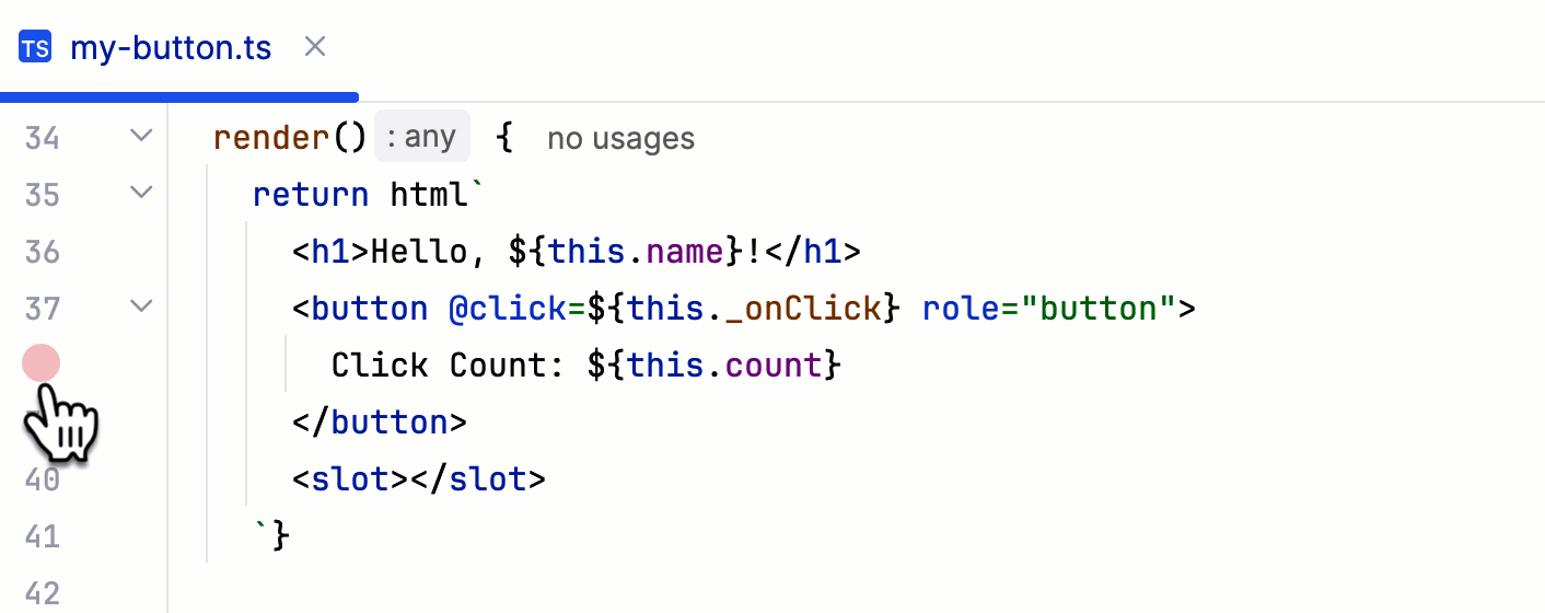 Breakpoints Over Line Numbers on