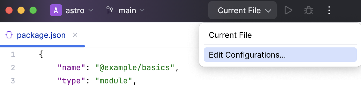 Open the Edit Configurations dialog