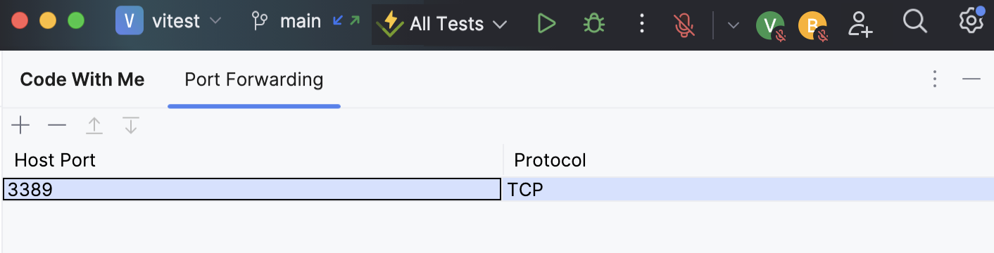 Port Forwarding dialog