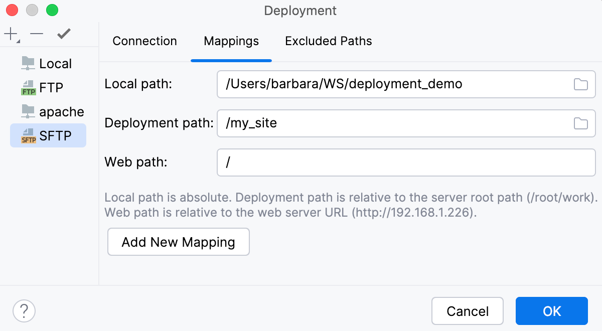 Remote server: mapping