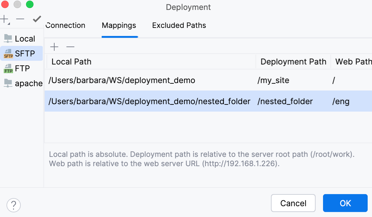 Example of advanced remote server mapping