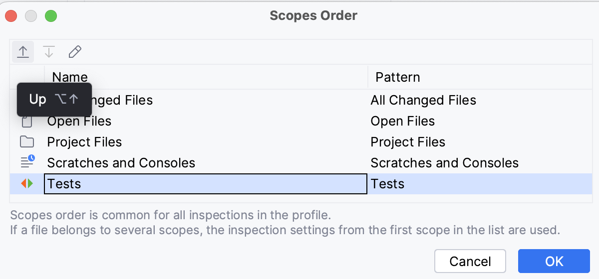 Changing the order of scopes