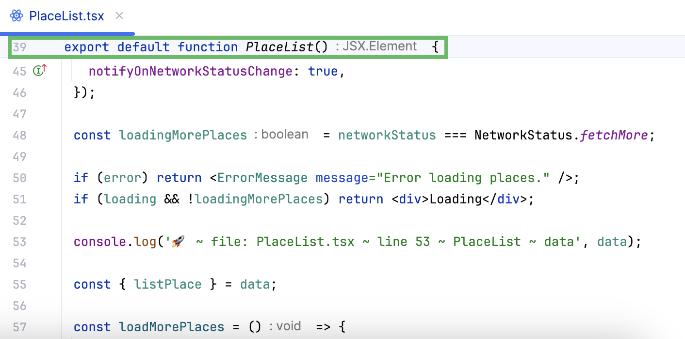 WebStorm: Sticky lines in the editor