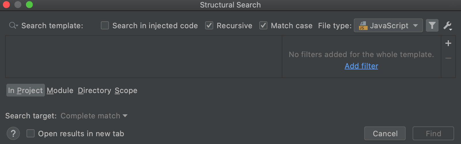 Structural Search dialog