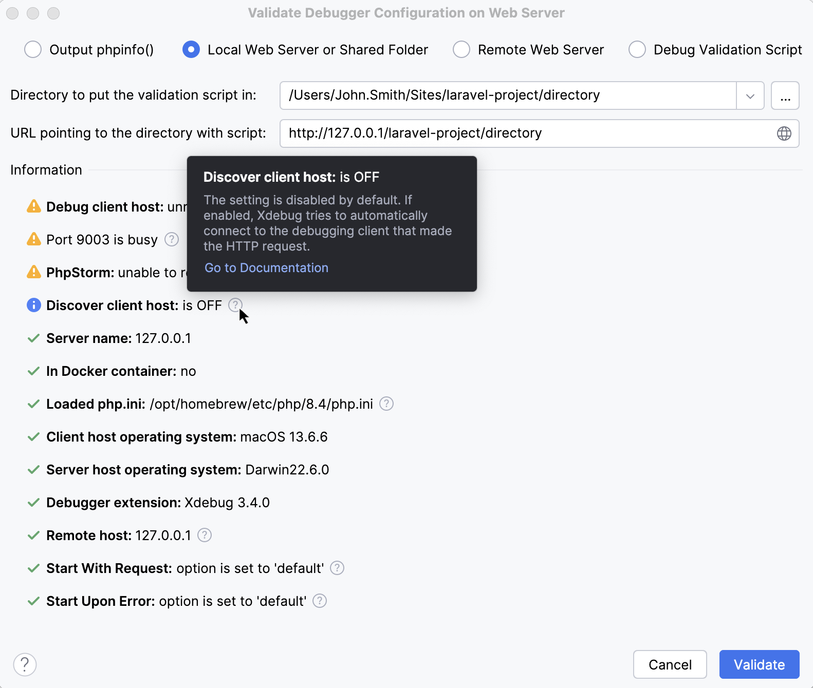 Xdebug config check