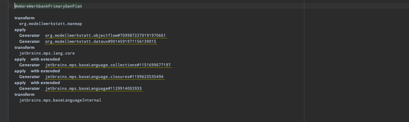 Figure 5: Generation plan for a stack of seven languages Figure 5: Generation plan for a stack of seven languages