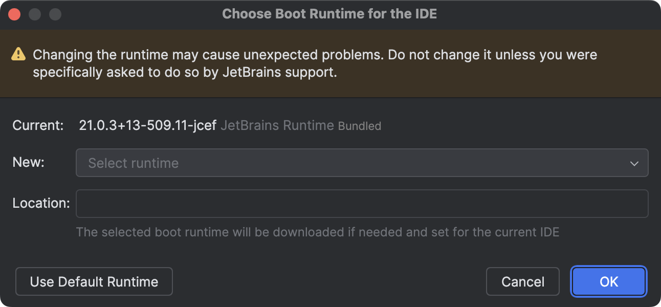 更改 IDE 的启动 Java 运行时 | IntelliJ IDEA 文档